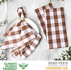 Urban Villa Cloth Napkins 100% Cotton Dinner Napkins Highly Absorbent 20x20 Inches (Set of 12) Brown White Buffalo Checks Reusable Washable Soft Durable Premium Napkins Ideal for Home Wedding Parties
