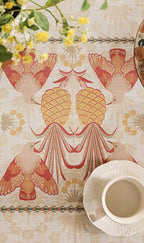 patdrea Designer Vintage Small Round Table Cloth,French Tropical Style Breathable Linen Tablecloth,Table Cover Cloth for Kitchen Dining Christmas,Thanksgiving,Diameter 55"-Pineapple a