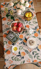 patdrea Designer Linen Small Tablecloth for Rectangle Table,Oranges and Leaves Pattern Vintage Table Cloth,Fall Dacorative Cover for Kitchen Dining Christmas,Thanksgiving,55"x71"-Palladin a