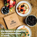 Zenlogy 6 Inch Parchment Paper Rounds (100 Sheets) - Unbleached, Pre-cut, High Heat, Round Liners - Fits 6 inch Small Round Cake Pans or Great for Lining, Freezing and Storing, and Separating