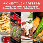 BLACK+DECKER Purifry 6QT Air Fryer, Timer with Auto Shut-off and Shake Reminder, Digital LED Touchscreen and 9 Presets, 1500w up to 400 F, Dishwasher Safe Parts