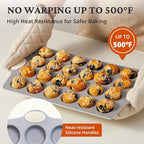 BRONYPRO Ceramic Mini Muffin Pan, 24-Cup Nonstick Aluminized Steel Cupcake Pans, Healthy Non-Toxic Ceramic Coating Mini Muffin Tin, 1Pack Cup Cake Pans for Baking Cream