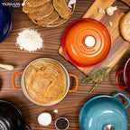 Enamelled Cast Iron Dutch Oven Pot – Dutch Oven For Sourdough Bread Baking – Cast Iron Bread Pot – Blue, 6 Quarts, 26cm – by Nuovva