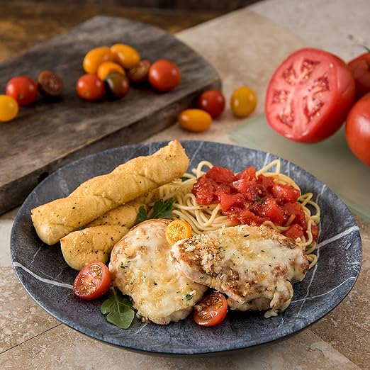 Carlisle FoodService Products Ridge Reusable Plastic Plate Dinner Plate for Home and Restaurant, Melamine, 10.5 Inches, Soapstone, (Pack of 12)