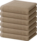 Homaxy 100% Cotton Waffle Weave Kitchen Dish Towels, Ultra Soft Absorbent Quick Drying Cleaning Towel, 13 x 28 Inches, 6-Pack, Tan