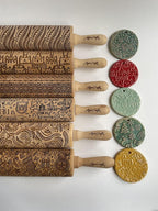 DINOSAURS EMBOSSING ROLLING PIN ENGRAVED with DINOSAURS for EMBOSSED COOKIES JURASSIC ANIMALS TYRANNOSAURUS REX