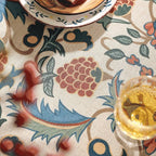 patdrea Designer Vintage Linen Extra Long Tablecloth for Rectangle Table,French Soft Floral Tablecloths,Colorful Table Cover for Kitchen Dining,Parties,Christmas,Thanksgiving,Party,63"x110"-Puno