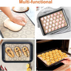 HOOMIL Macaron Silicone Baking Mats 2-Pack, 18" x 13" Commercial Half Sheet Size Macaron Silicone Mat, Non-Stick, Reusable, Food Safe Baking Mat - Brown+Gray