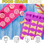 Anaeat Reusable Silicone Molds with Puppy Dog Paw and Bone Shaped, Flexible & Non-Stick Ice Cube Tray, Candy and Chocolate Making Mold for Homemade Baking Dog Treats, Jelly, Biscuit & Cupcake (2 Pack)