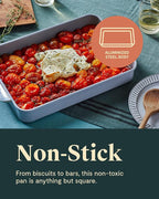 Caraway Non-Stick Ceramic 9”x13” Rectangle Pan Duo - Naturally Slick Ceramic Coating - Non-Toxic, PTFE & PFOA Free - Perfect for Brownies, Lasagnas, and More - Sage