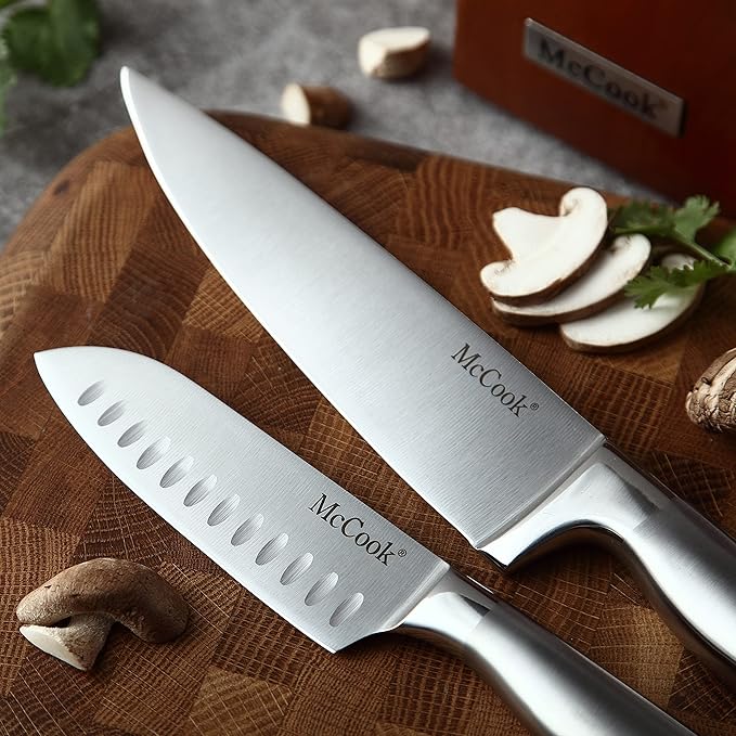 McCook® Knife Sets,German Stainless Steel Kitchen Knives Block Set with Built-in Sharpener