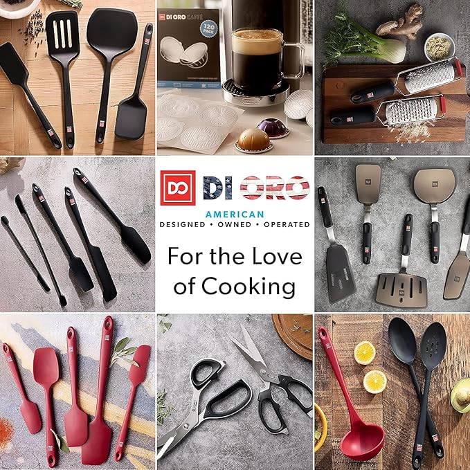 DI ORO Spatulas for Kitchen Use - Forever Warranty - 600°F Heat-Resistant Silicone - Turner Spatula Set for Cooking - BPA Free Wide Pancake Spatulas - Egg Flippers for Nonstick Cookware Safe (3pc)