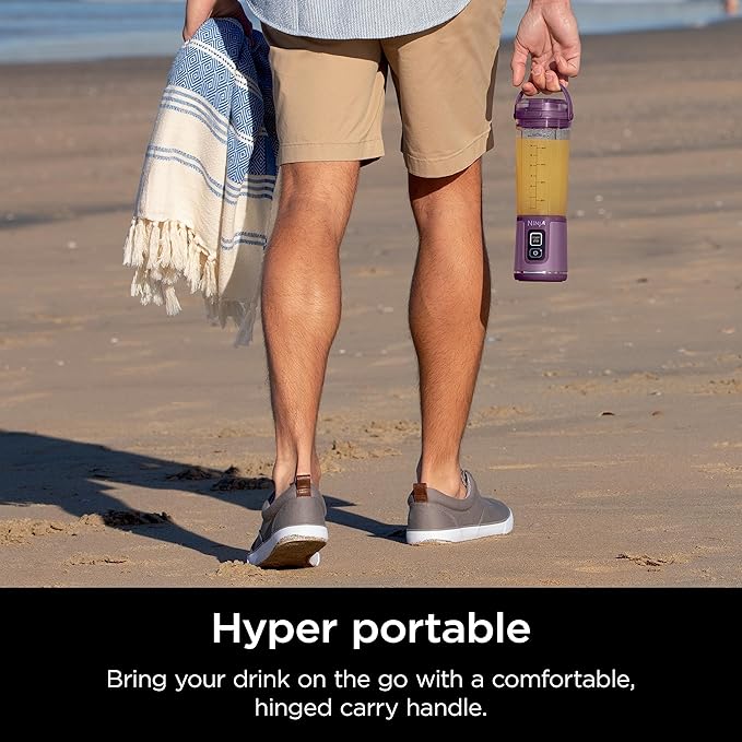 Ninja BC151PR Blast Portable Blender, Cordless, 18oz. Vessel, Personal Blender-for Shakes & Smoothies, BPA Free, Leakproof-Lid & Sip Spout, USB-C Rechargeable, Dishwasher Safe Parts, Passion Fruit