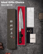 Japanese Chef Knife Kitchen Knife with 67 Layers Damascus Steel AUS-10 Core, Professional Damascus Knife with Full-Tang Ebony Wood Handle and Premium Gift Box(8.27 Inch Gyuto Chef Knife)