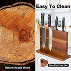 Magnetic Knife Block Double Sided Magnetic Knife Holder Rack with Strong Enhanced Magnets Acacia Wood Magnetic Knife Storage Stand