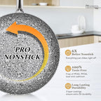 MICHELANGELO 8 Inch Frying Pan with Lid, Ultra Nonstick Small Fry Pan with Granite Interior, Granite Stone Skillet 8 Inch Nonstick, Egg Pans for Cooking, Oven Safe, Induction Compatible