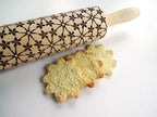Rolling pin FLORAL NET. Wooden embossing rolling pin with Oriental flowers. Embossed cookies. Pottery. Birthday gift. Gift for mother