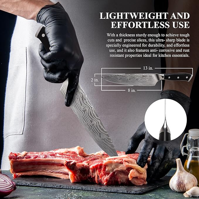 8 Inch Japanese Chef Knife - Professional Stainless Steel Kitchen Knife, Chef's Knives with Ergonomic Handle - Strong, Sharp Edge - Tool for Cutting, Carving, Slicing - Luxury Gift Box
