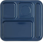 Carlisle FoodService Products Plastic Food Tray, Right-Hand 4-Compartment Tray for Schools, Dining Halls, and restaurants, Melamine, 10 x 9.75 Inches, Blue