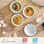LOVECASA Ceramic Mini Pie Pans Set of 6-5.5 Inch Oven Safe Small Pie Dishes, Nonstick Mini Pot Pie Baking Tins for Chicken Pot Pie, Tarts, Quiches & Desserts, Stackable Ruffled Rims, White