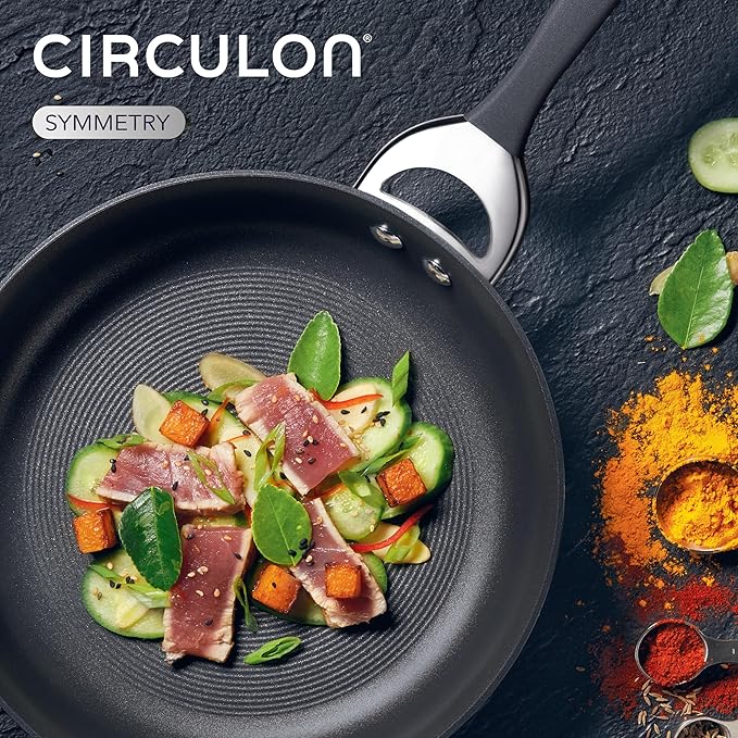 Circulon Symmetry Hard-Anodized Nonstick Frying Pan, 8.5-Inch, Black