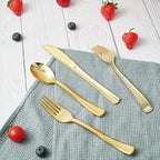 FOCUSLINE 300 Pack Disposable Gold Plastic Forks, Solid and Durable Plastic Cutlery Forks, Heavy Duty Disposable Utensil Silverware for Catering, Parties, Dinners, Weddings