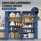 71" Tall Metal Storage Cabinet, Kitchen Pantry Storage Cabinets with Doors and 4 Adjustable Shelves, Food Pantry Cabinet, Large Cupboard, Utility Steel Cabinets for Dining, Living Room, Blue