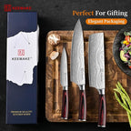 KEEMAKE Kitchen Knife Sets, 3 Pieces Professional Chef Knife Set with High Carbon Stainless Steel, Ultra Sharp Blade Kitchen Knives Sets with Ergonomic Pakkawood Handle & Gift Box