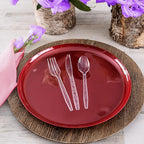 Party Bargains Clear Plastic Cutlery 720 pcs: 360 Forks, 240 Spoons, 120 Knives. Argyle Design, Heavy Duty & Solid Disposable Silverware Utensils Combo Pack Set for Weddings, Buffets, Luncheons