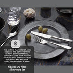 Silverware Set for 4 – 18/10 Stainless Steel Flatware, Mirror Finish, Dishwasher Safe, Heavy-Duty, Rust Resistant, Elegant Cutlery (20-Piece Set, Fidenza)