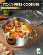 MICHELANGELO Stainless Steel Stock Pots - 8 Quart Pot with Lid, Soup Pot Induction Compatible, Cooking Pots with Riveted Handle, Oven & Dishwasher Safe
