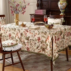 ISAENNE Designer Bohemian Linen Long Tablecloth Rectangle,Colorful Floral Pattern Table Cloth,Wrinkle Resistant Decorative Tablecloths for Dining Thanksgiving Kitchen Party,63"*102"-Grace A