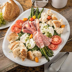 Carlisle FoodService Products Ridge Resuable Plastic Platter Oblong Platter for Home and Restaurant, Melamine, 18 Inches, Marble, (Pack of 6)