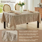 Newbridge Barcelona Luxury Damask Fabric Tablecloth, 70” Extra Wide x 168” Rectangle, Golden Beige, 100% Polyester, No Iron, Soil Resistant Dining Room, Party and Banquet Table Cover