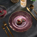 PLASTICPRO 60 Pack Plastic Plates Set of 30-10 inch Plates and 30-7 inch Plate, Elegant Clear Pink Spiral and Gold Rim Disposable Fancy Dishes Heavyweight