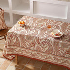ISAENNE Designer French Red Extra Long Tablecloth Rectangle,Linen Table Cloth with Cashew Pattern,Stain Proof Decor Tablecloths for Dining Thanksgiving Kitchen Christmas,63"*110"-Chauffrey D