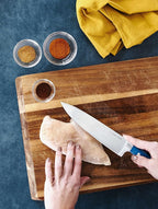 DURA LIVING 3-Piece Kitchen Knife Set – Ultra-Sharp Forged High Carbon Stainless Steel, 8" Chef, 5" Utility, 3.5" Paring Knives, Ergonomic Handles, Professional Starter Set, Royal Blue