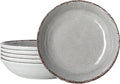 LEHAHA Farmhouse Melamine Pasta Bowl, 9.25 inch Large Salad Bowls, Set of 6, Unbreakable 100% Melamine Serving Bowls Set for Dinner, Wide and Shallow Bowls Set, Dishwasher Safe, Grey…