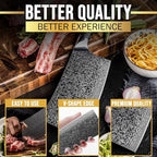 SliceElite Elite Series 7-Inch Damascus Bone Cutting Knife – VG10 Steel Blade with Forged Carbon Fiber Handle Infused with Gold Leaf, Sheaths Option (Bone Cutting Knife)
