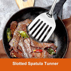 304 Stainless Steel Spatula Set, 2pcs Heavy Duty Metal Kitchen Utensils Set for Cooking,Wok Kitchen Tools Set Come with Slotted Turner & Spatula