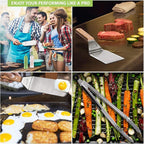 Metal Spatula Set of 4 - Griddle Accessories kit - Grill Flat Spatula Pancake Flipper Hamburger Turner - Metal Utensil Great for BBQ Grill Flat Top Cast Iron Griddle