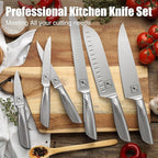 imarku® Knife Set, 15-Pieces HC Stainless Steel Kitchen Knife Set With Built in Knife Sharpener, Razor-Sharp Blade Knife Block Set With Non-Slip Handle, Dishwasher Safe, Best Birthday Gifts