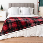Pavilia Red Plaid Sherpa Throw for Twin, Plush Flannel Fleece Blanket and Throws, Soft Fuzzy Cabin Blanket for Sofa Bed, Warm Cozy Winter Gift, 60x80