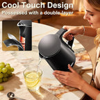 Dezin Electric Kettle, 0.8L Small Electric Kettle with Double Wall Construction, 304 Stainless Steel Electric Tea Kettle for Business Trip, Portable Travel Kettle with Auto Shut-Off (Without Cup)