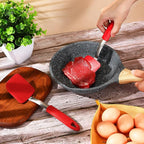 Silicone Cookie Spatula Turner 2 Pack Mini Brownie Spatula Flexible Kitchen Small Silicone Turner for Nonstick Cookware Heat Resistant No Scratch Flipper for Egg Pancake(Red)