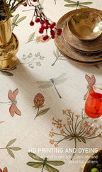 ISAENNE Designer Floral Linen Long Rectangle Tablecloth,French Off White Elegant Table Cloth,Washable Home Decor Tablecloths for Dining Thanksgiving Kitchen Christmas,63"*94"-Grace B
