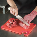 San Jamar Saf-T-Grip Plastic Cutting Board with Safety Hook, 9" x 12" x 0.375", Red - (Pack of 6)