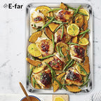 E-far Baking Sheets Set of 4, 16” x12” x 1” Stainless Steel Cookie Sheets Pans for Oven, Non-toxic Metal Trays for Baking Cake Cookie, Healthy & Rust Free, Mirror Finish & Dishwasher Safe