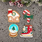 Flycalf Christmas Cookie Cutters for Kids Baking with Stamper Stencil 3D Cake Decorating Pastry Kitchen Mold Supplies Christmas Shapes Holiday Birthday Party Biscuit Fondant Tools