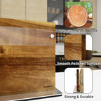 Acacia Wood Magnetic Knife Block Stand with Thickened Acrylic Shield - Double-Sided Powerful Magnet Holder for 10+ Knives, Anti-Slip Base & Space-Saving Design